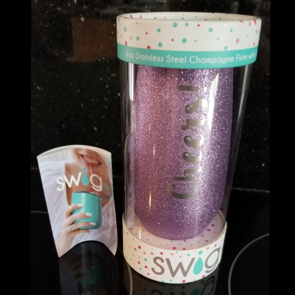 NEW!!🥂Pink Glitter "Cheers" Champagne Flute w/Lid